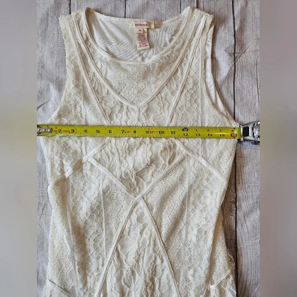 Sundance •Size Medium• Ivory Crochet Lace Overlay Sleeveless Dress Spring Summer - Picture 3 of 12
